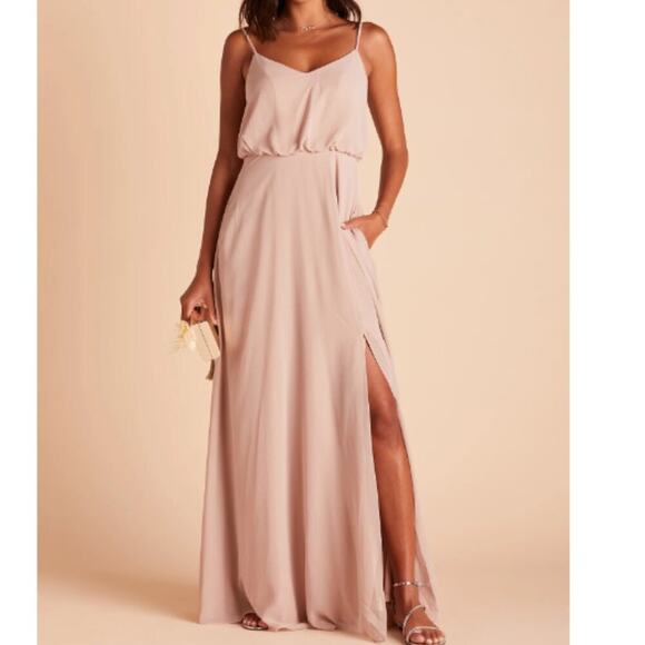 Birdy Grey Size S NWT Taupe Gwennie Dress Wedding Bridesmaid Chiffon Ruffle - Picture 2 of 8